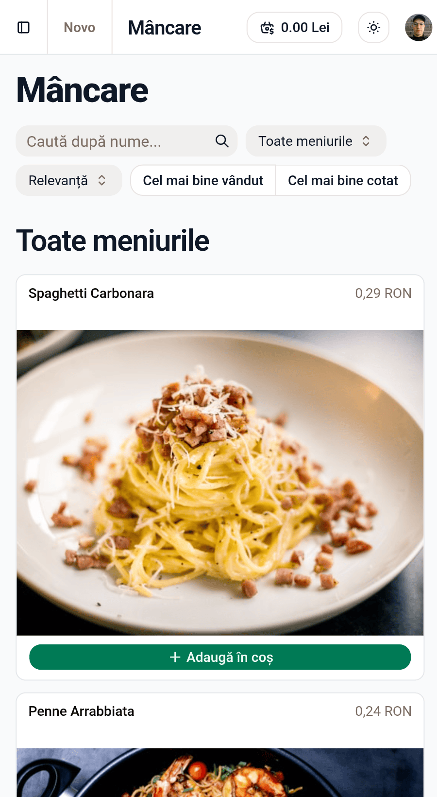Pagina principală (versiune mobilă)
